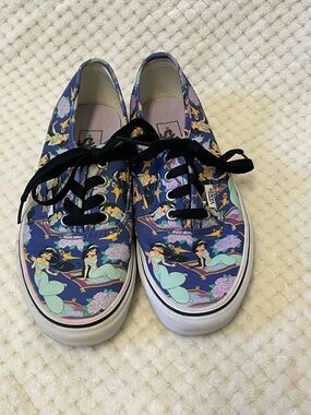 Vans x Disney Princess Jasmine Patterned Canvas Sneakers Navy Mint & Pink size 6